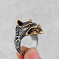 Anillo Color Plata Lobo Vikingo Acero Inoxidable Para Hombre - Miniatura 4