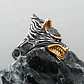 Anillo Color Plata Lobo Vikingo Acero Inoxidable Para Hombre - Miniatura 7
