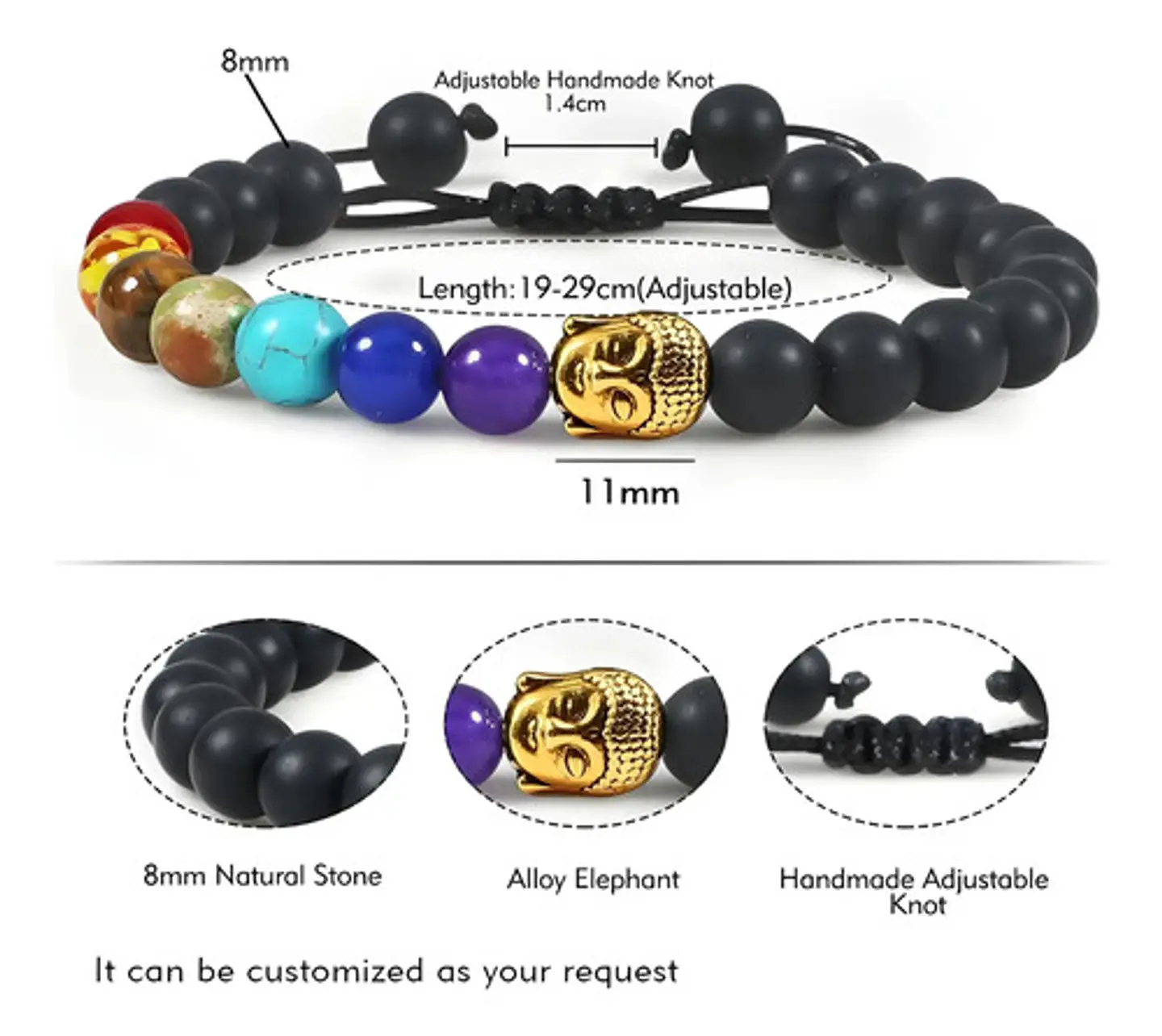 Pulsera Piedras 7 Chakra Árbol De La Vida Para Mujer Hombre 3