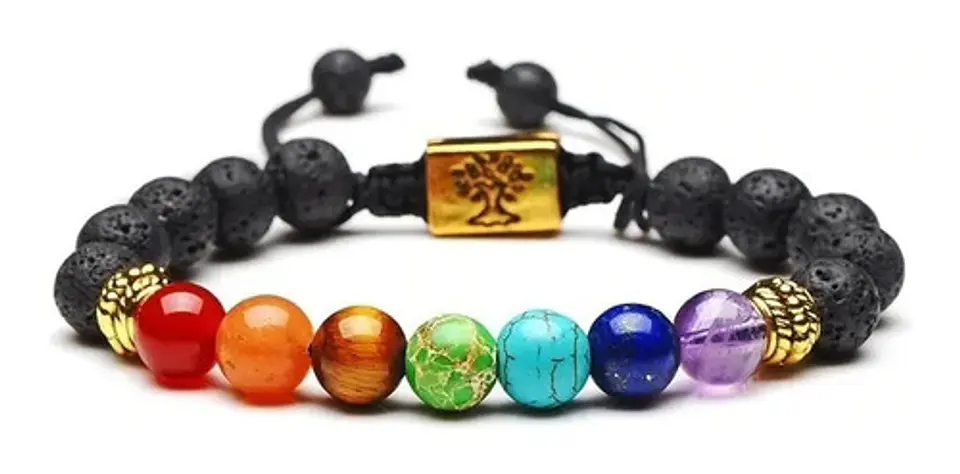 Pulsera Piedras 7 Chakra Árbol De La Vida Para Mujer Hombre 14