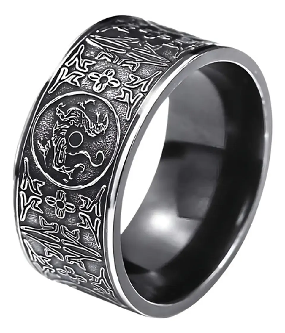 Anillo Cultura Chino Cuatro Animales Acero Inoxidable Hombre 1