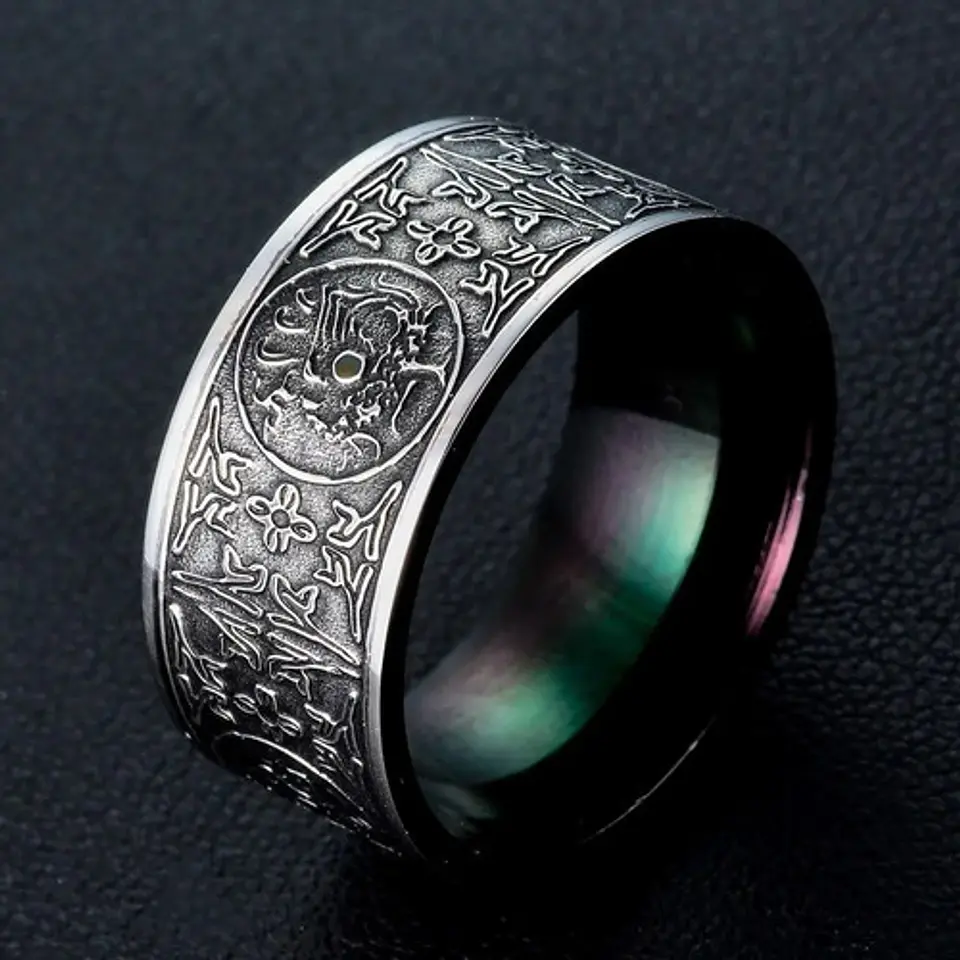 Anillo Cultura Chino Cuatro Animales Acero Inoxidable Hombre 7