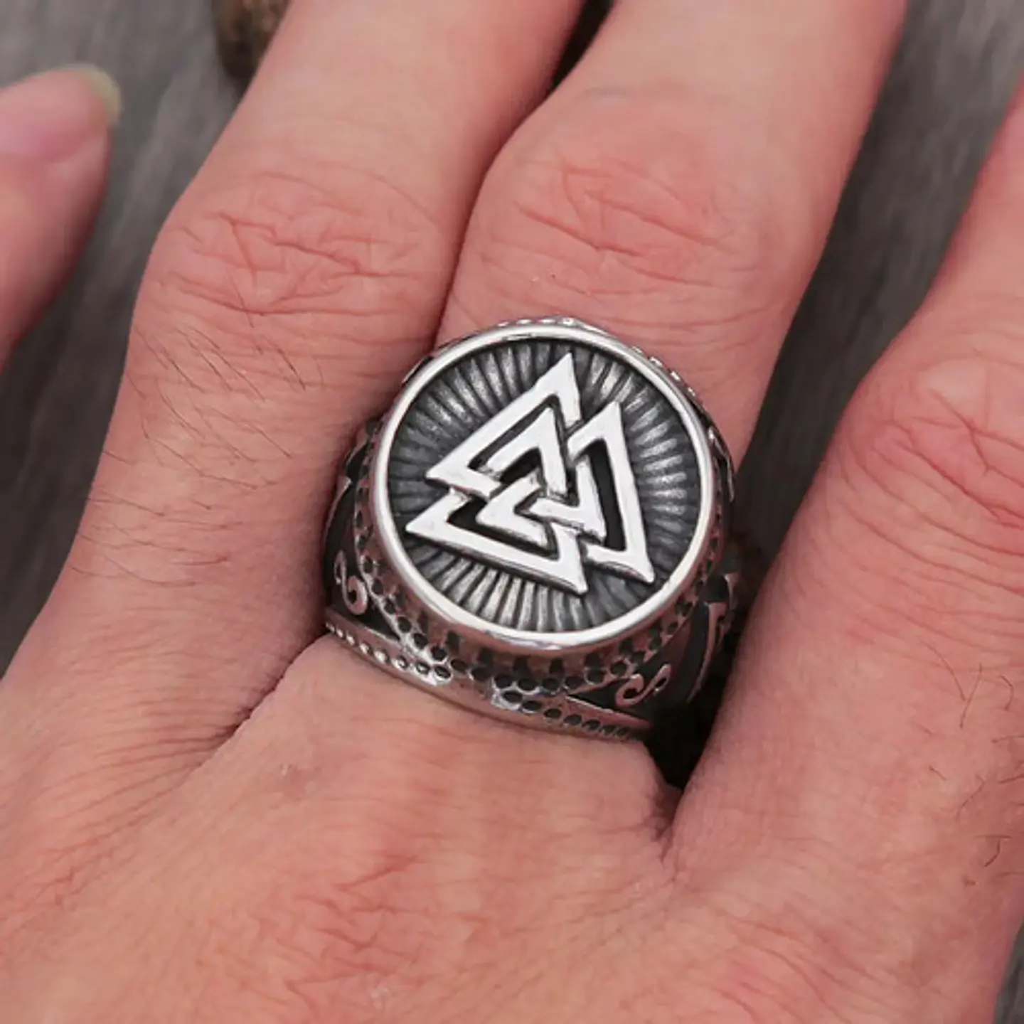 Anillo Celta Nórdico Vikingo Amuleto Acero Inoxidable Hombre 3