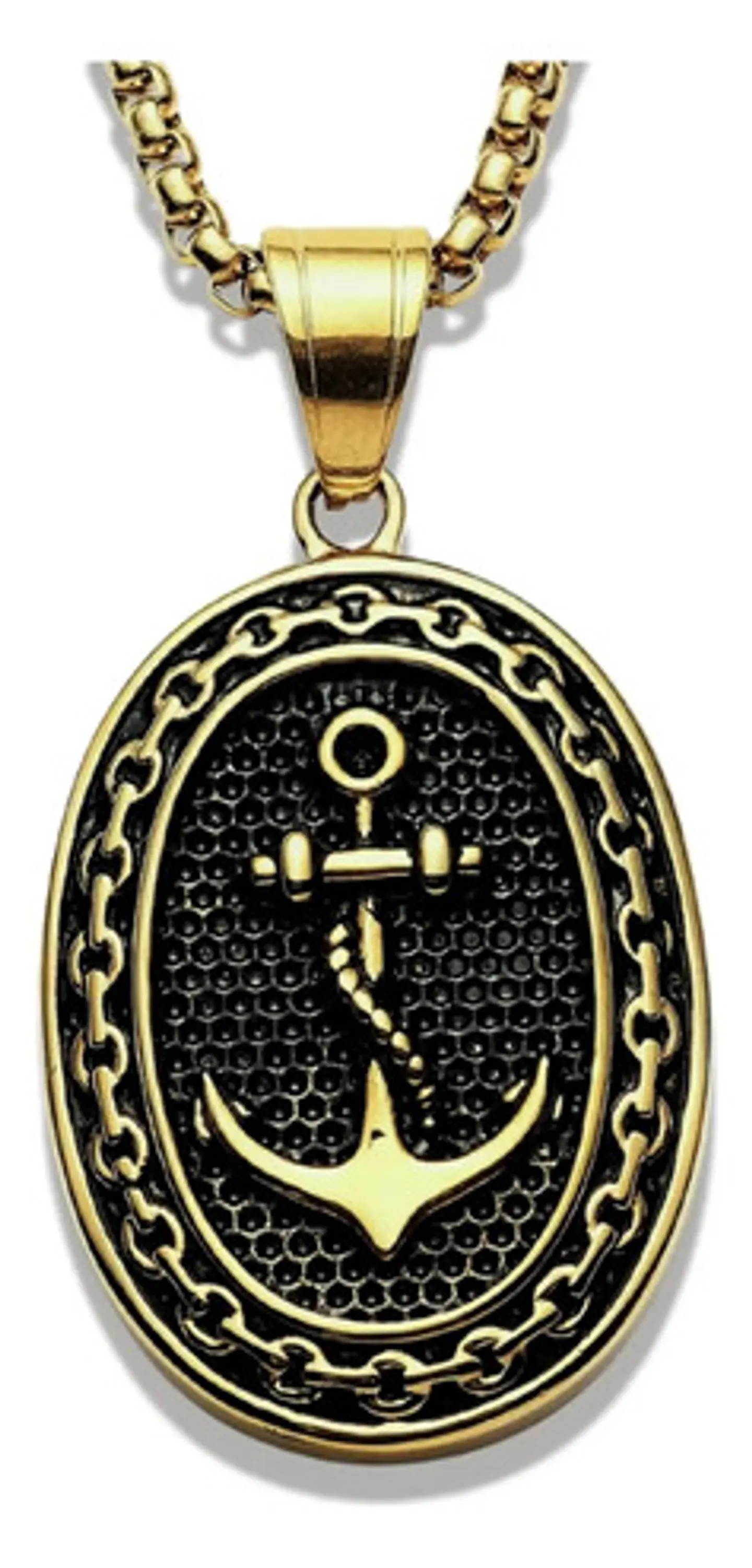 Collar Para Hombre Dije Ancla Militar Color Oro Hip Hop Punk 2
