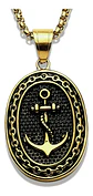 Collar Para Hombre Dije Ancla Militar Color Oro Hip Hop Punk - Miniatura 2