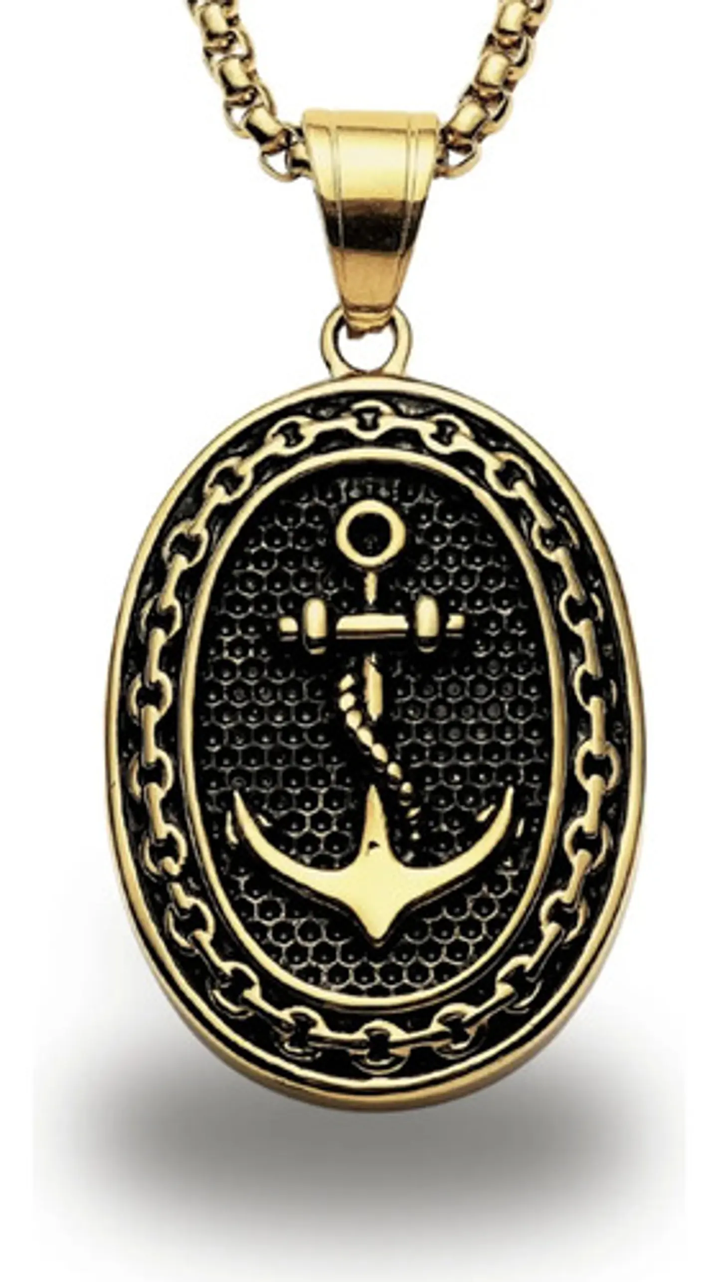 Collar Para Hombre Dije Ancla Militar Color Oro Hip Hop Punk 9