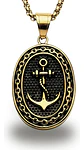 Collar Para Hombre Dije Ancla Militar Color Oro Hip Hop Punk - Miniatura 9