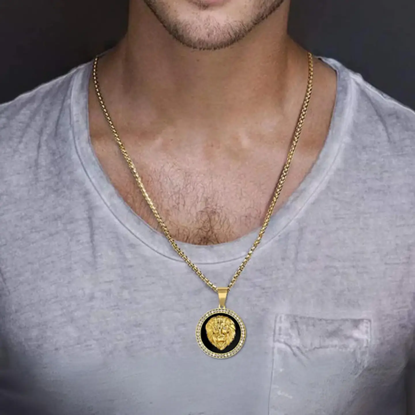 Collar Colgante Cabeza Leon Hip Hop Acero Inoxidable Hombre 4