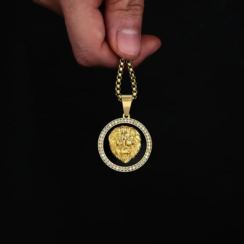 Collar Colgante Cabeza Leon Hip Hop Acero Inoxidable Hombre 6