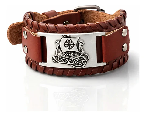 Pulsera Para Hombre Brazalete De Cuero Dragón Vikingo