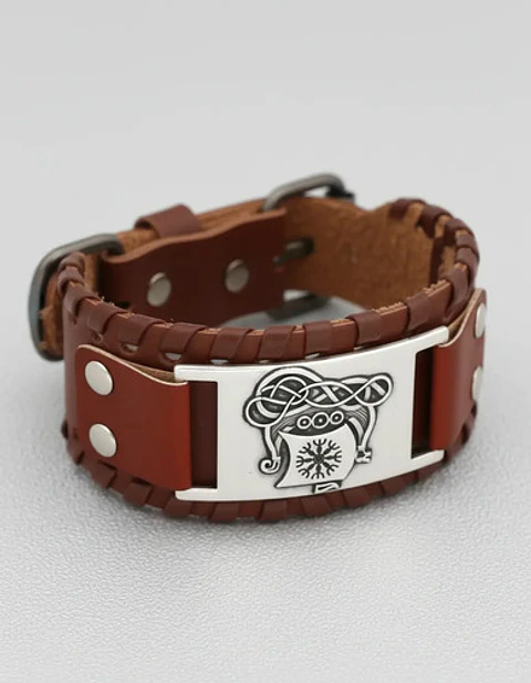 Pulsera Para Hombre Brazalete De Cuero Dragón Vikingo