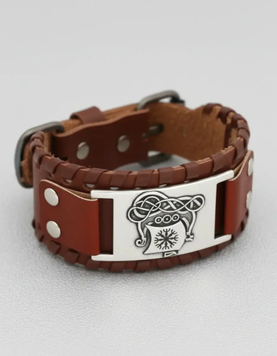 Pulsera Para Hombre Brazalete De Cuero Dragón Vikingo 2