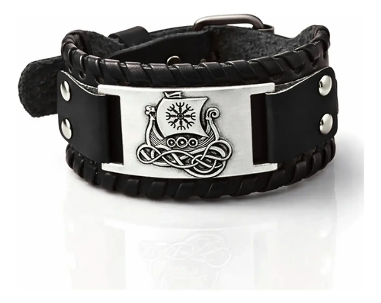 Pulsera Para Hombre Brazalete De Cuero Dragón Vikingo 11