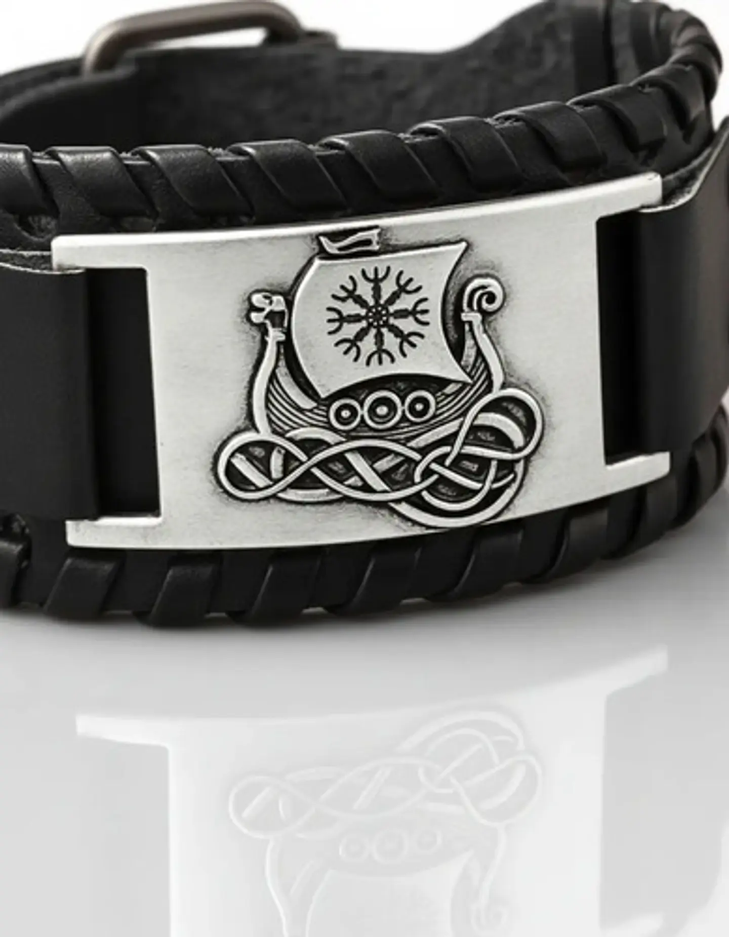 Pulsera Para Hombre Brazalete De Cuero Dragón Vikingo 12
