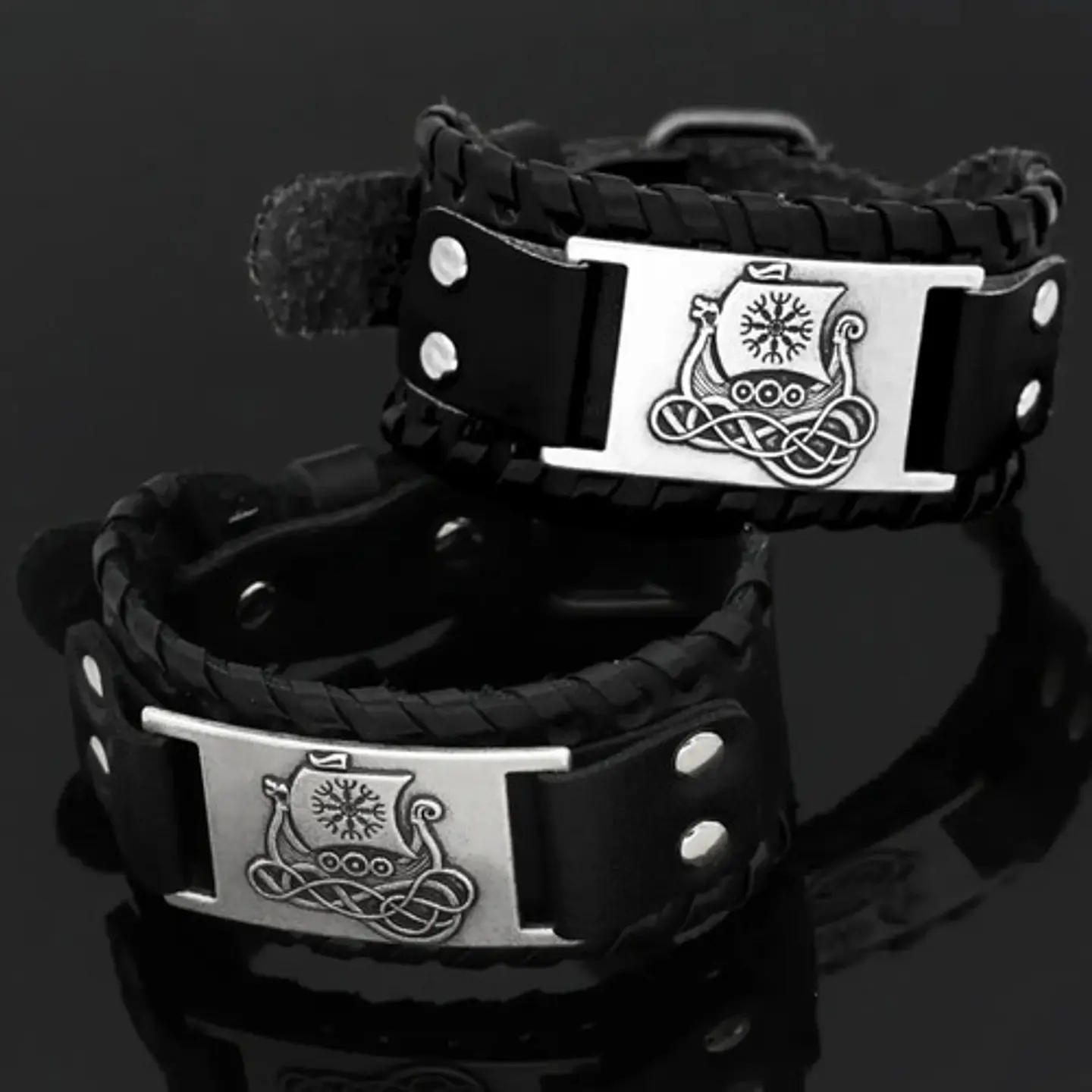 Pulsera Para Hombre Brazalete De Cuero Dragón Vikingo 17