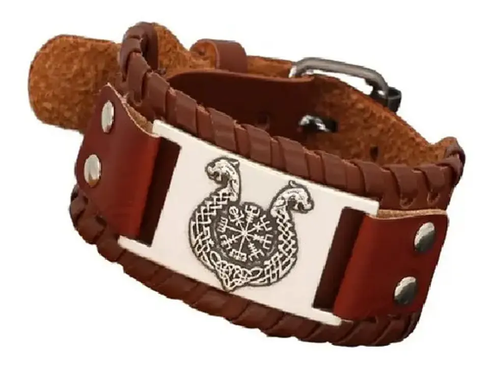 Pulsera Para Hombre Brazalete De Cuero Dragón Vikingo 20