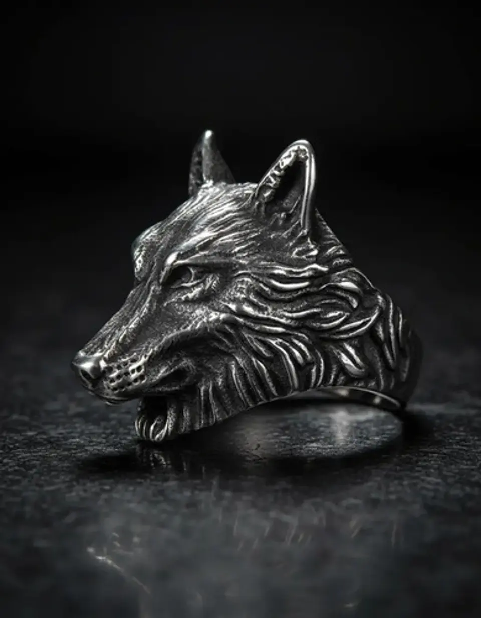 Anillo Lobo Vikingo Color Plata Acero Inoxidable Para Hombre 6