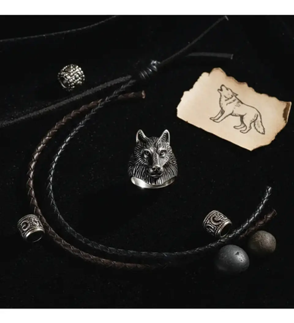 Anillo Lobo Vikingo Color Plata Acero Inoxidable Para Hombre 7