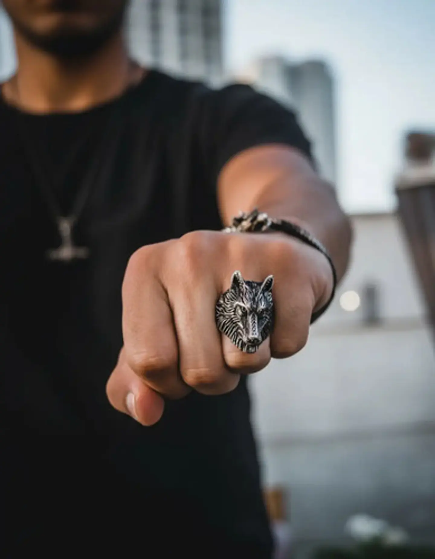 Anillo Lobo Vikingo Color Plata Acero Inoxidable Para Hombre 9