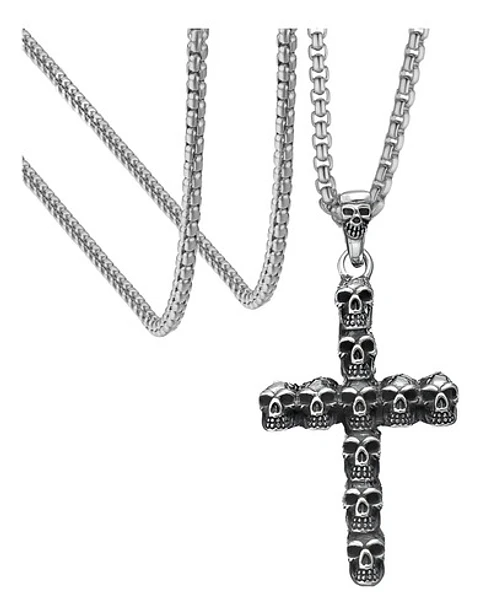 Collar Cruz Calavera Skull Craneo Acero Inoxidable Hombre