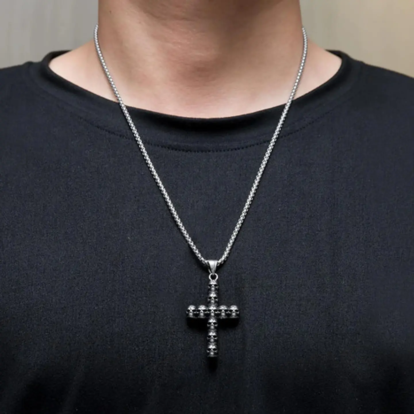 Collar Cruz Calavera Skull Craneo Acero Inoxidable Hombre 5