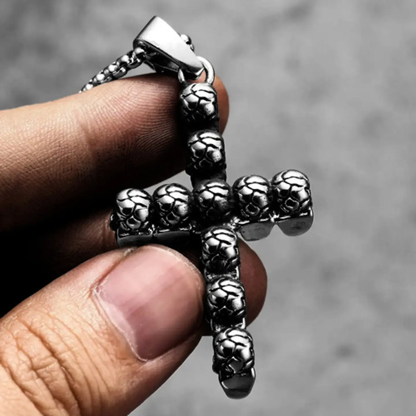 Collar Cruz Calavera Skull Craneo Acero Inoxidable Hombre 9