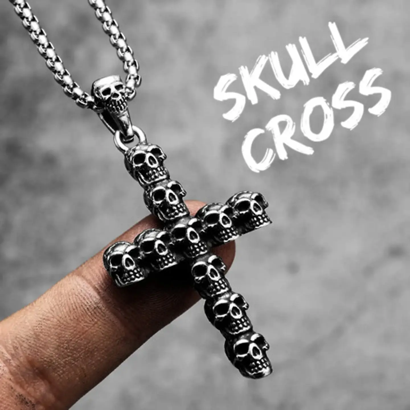 Collar Cruz Calavera Skull Craneo Acero Inoxidable Hombre 10