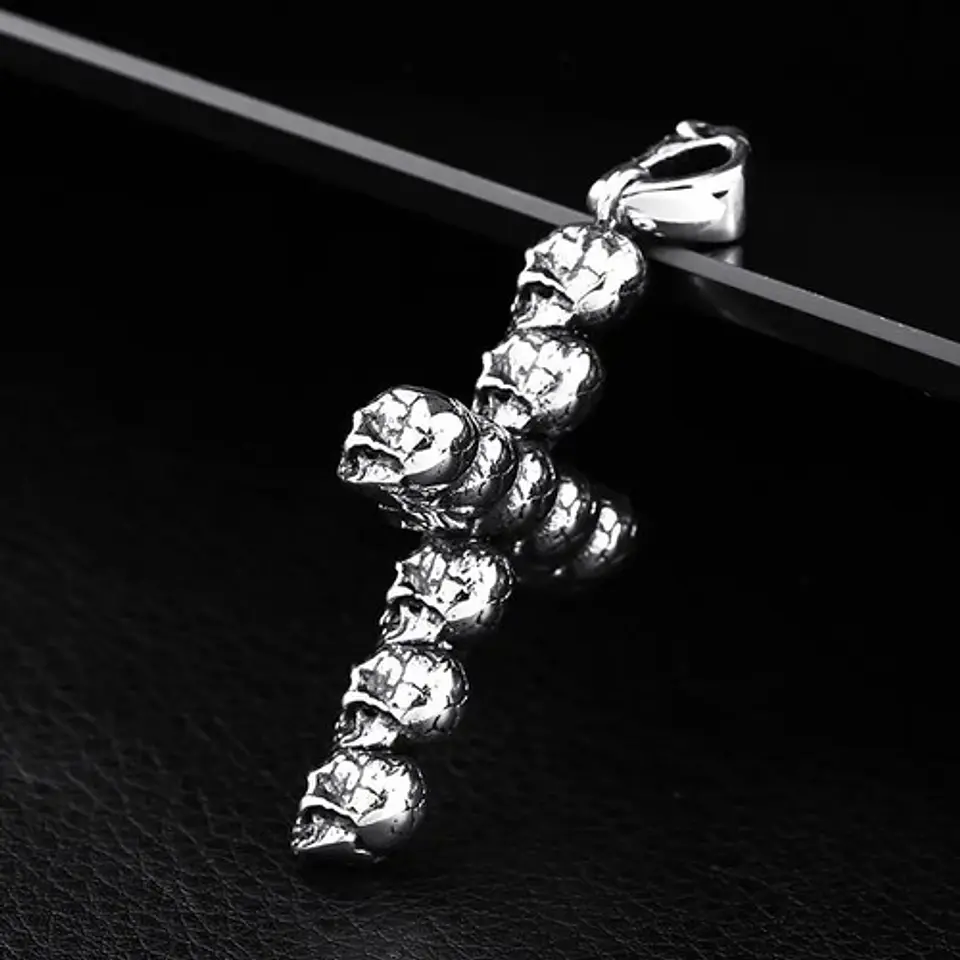 Collar Cruz Calavera Skull Craneo Acero Inoxidable Hombre 14