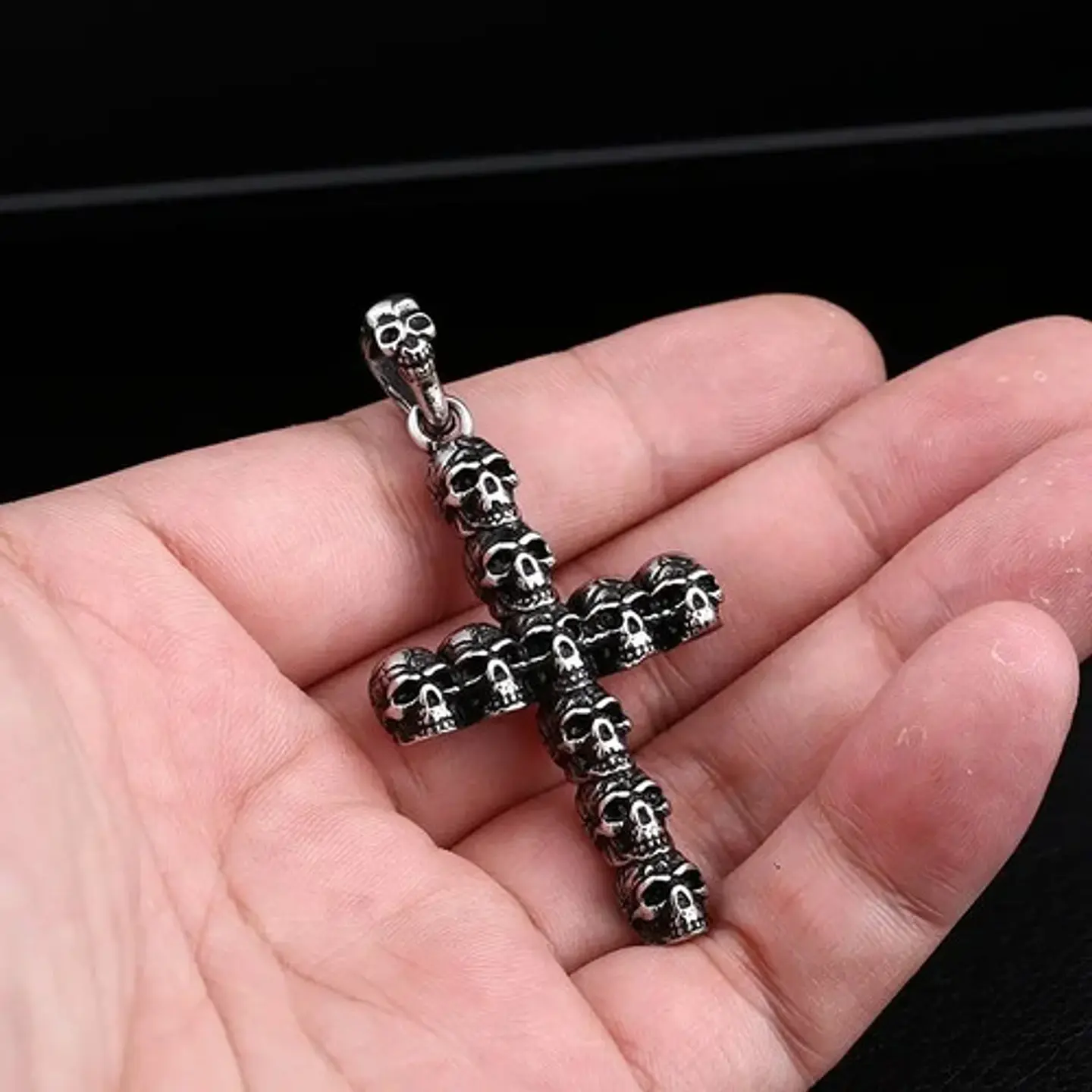 Collar Cruz Calavera Skull Craneo Acero Inoxidable Hombre 15