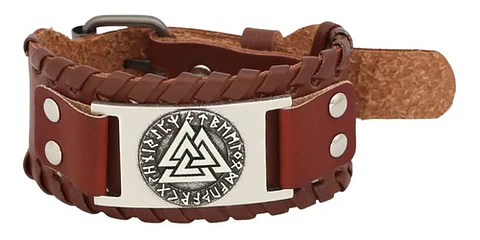 Pulsera Brazalete Cuero Vikingo Brújula Vegvisir Para Hombre