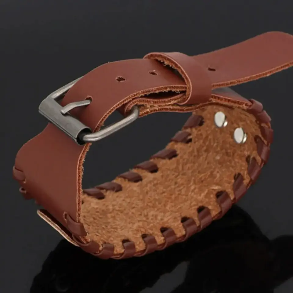 Pulsera Brazalete Cuero Vikingo Brújula Vegvisir Para Hombre 3