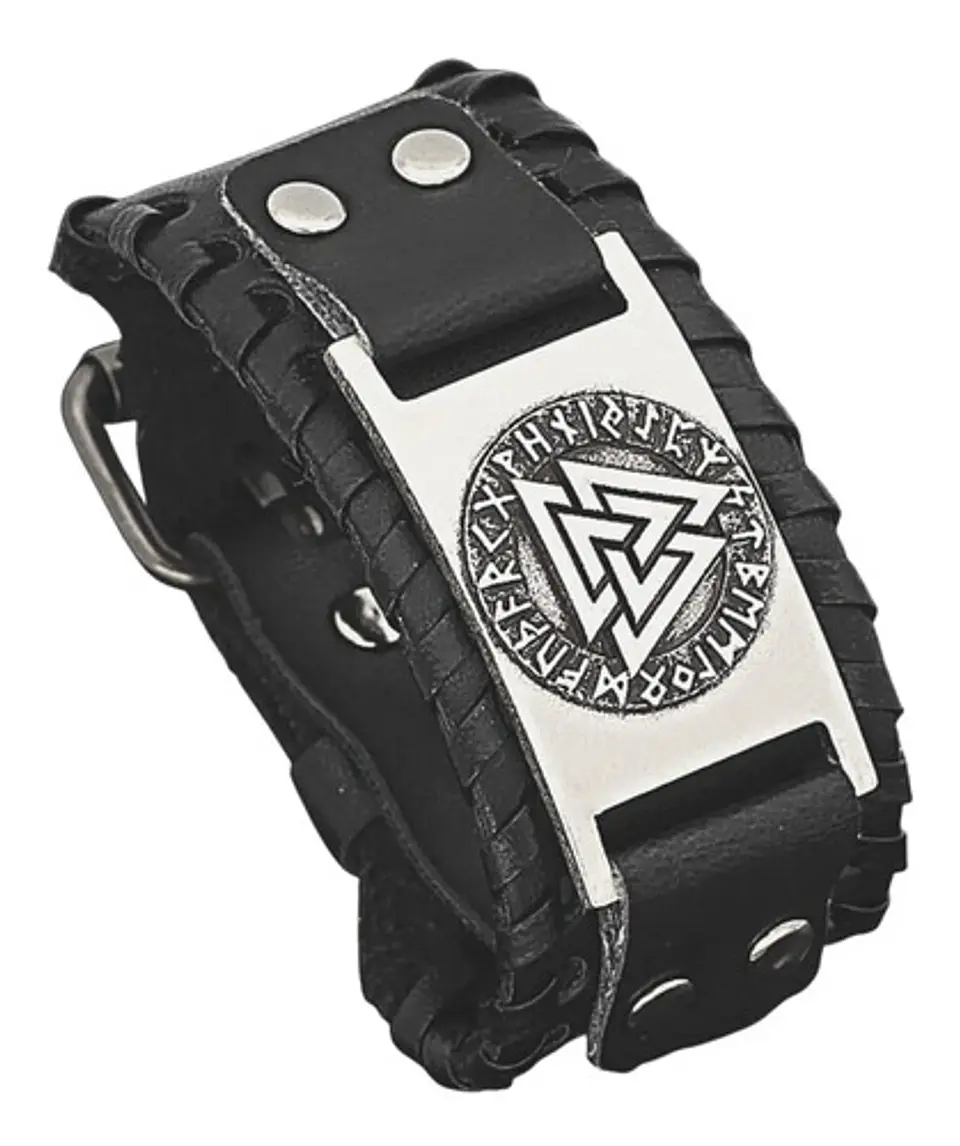 Pulsera Brazalete Cuero Vikingo Brújula Vegvisir Para Hombre 4