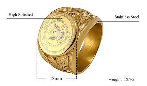 Anillo Color Oro Ancla Militar Acero Inoxidable Para Hombre