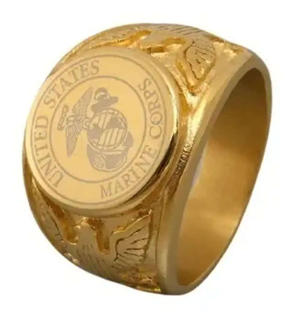 Anillo Color Oro Ancla Militar Acero Inoxidable Para Hombre 5