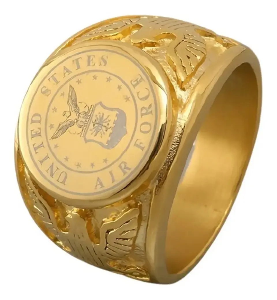 Anillo Color Oro Ancla Militar Acero Inoxidable Para Hombre 7