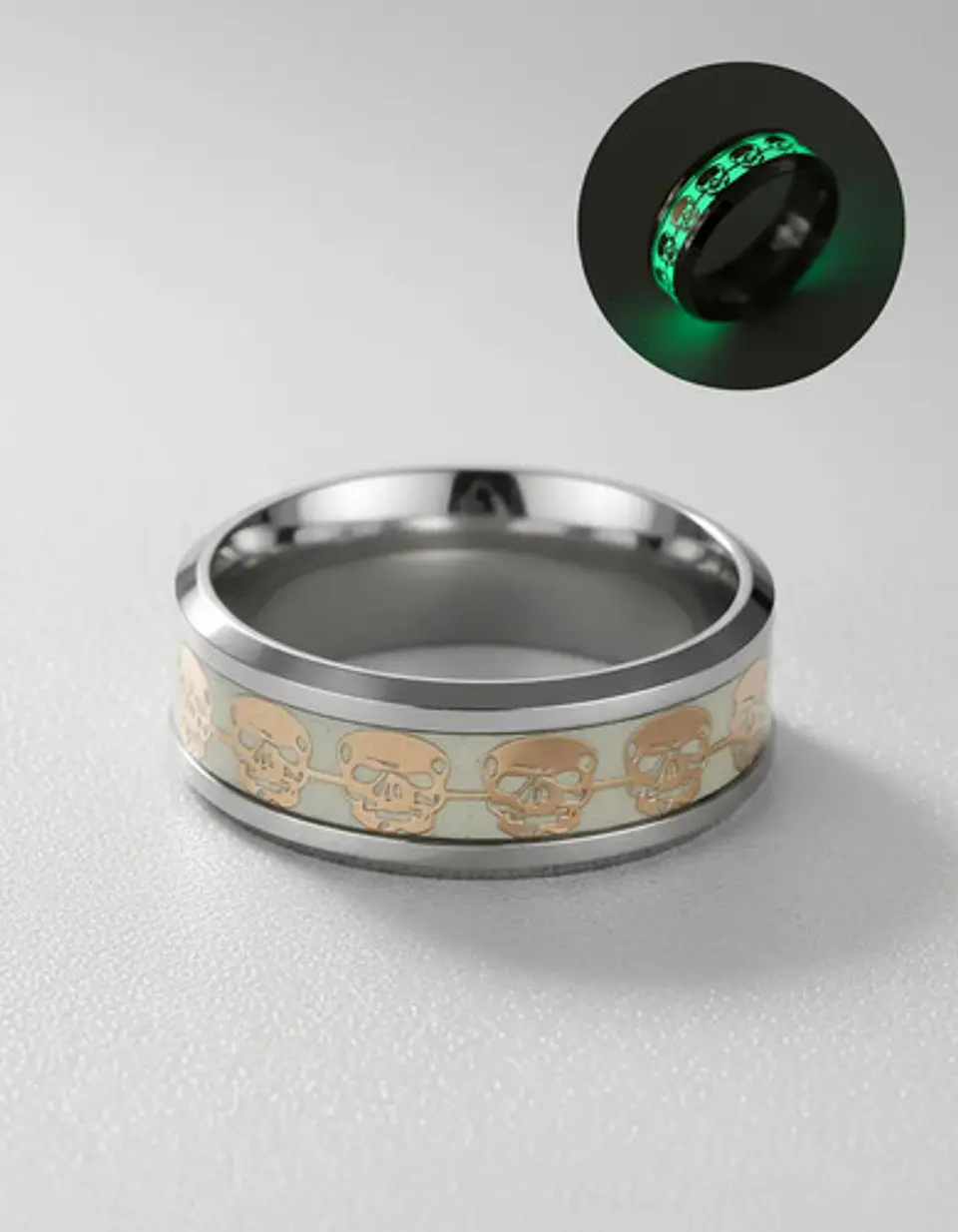 Anillo Calavera Craneo Brilla En La Oscuridad Fluorescente 12