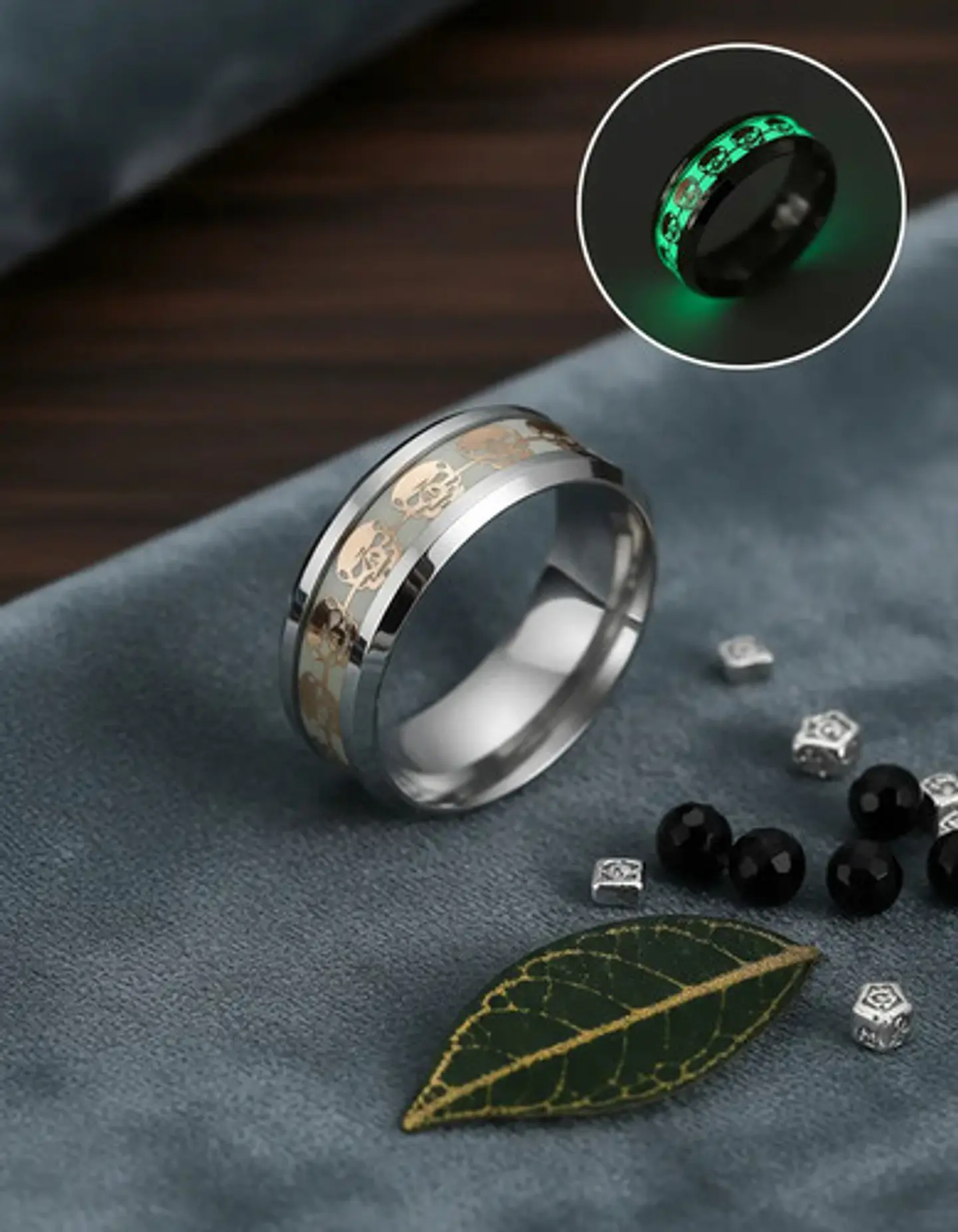 Anillo Calavera Craneo Brilla En La Oscuridad Fluorescente 13