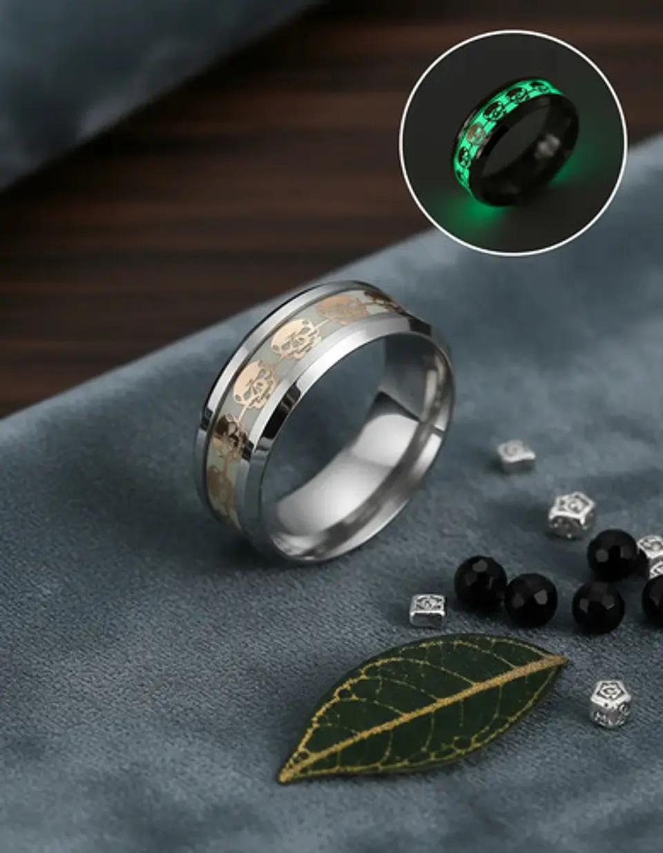 Anillo Calavera Craneo Brilla En La Oscuridad Fluorescente 13
