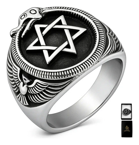 Anillo Estrella Vikingo Acero Inoxidable Color Plata Hombre