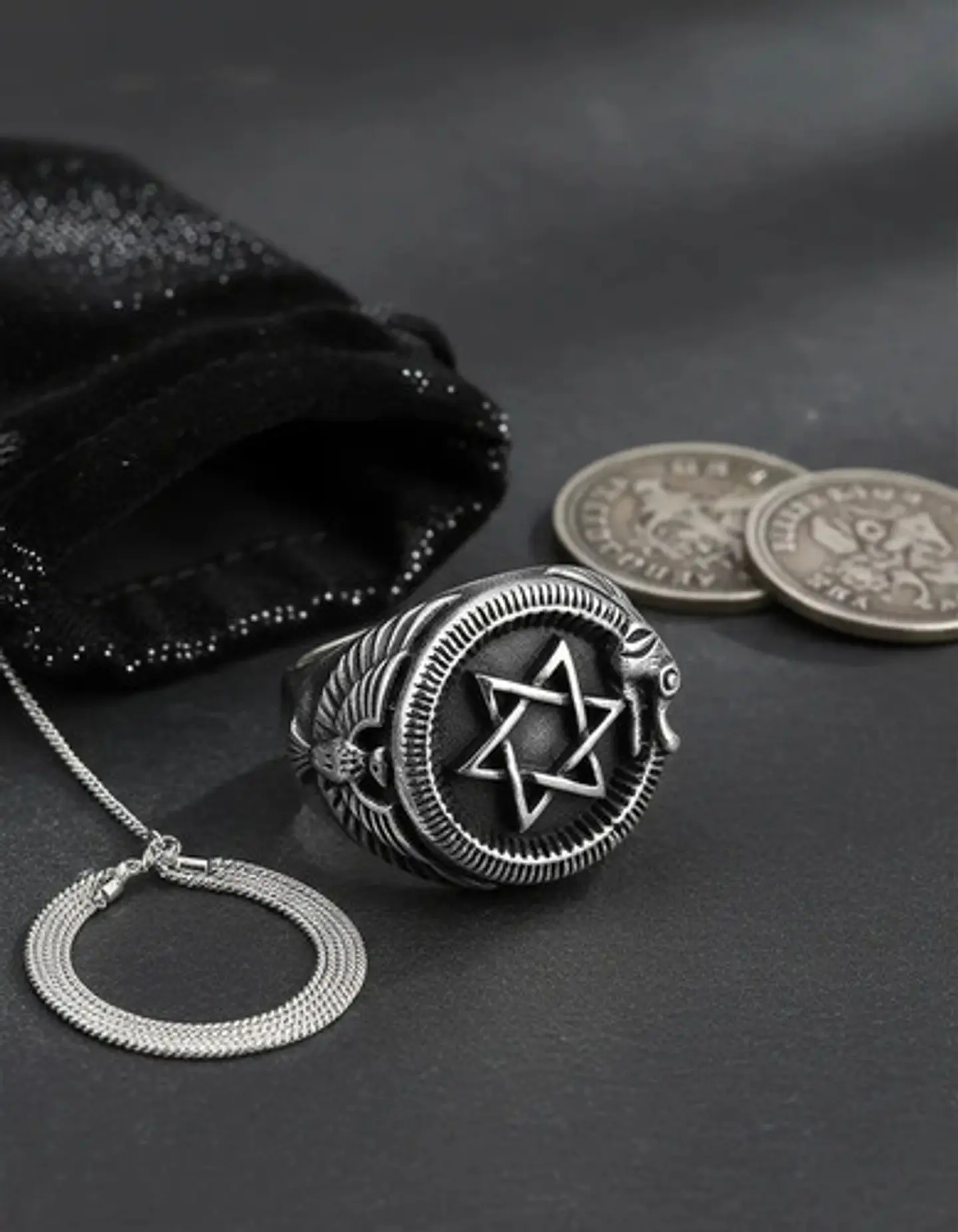 Anillo Estrella Vikingo Acero Inoxidable Color Plata Hombre 7
