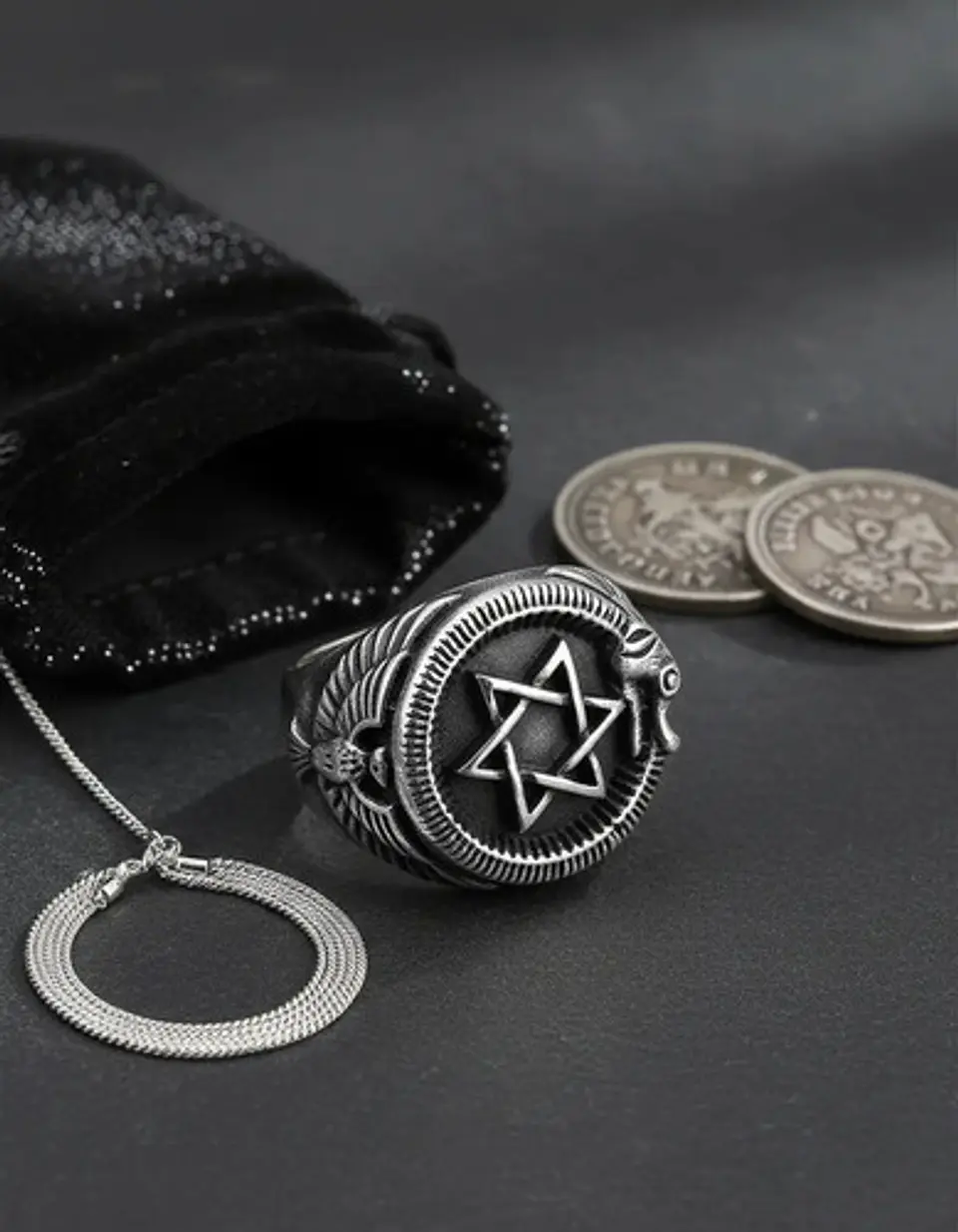 Anillo Estrella Vikingo Acero Inoxidable Color Plata Hombre 7