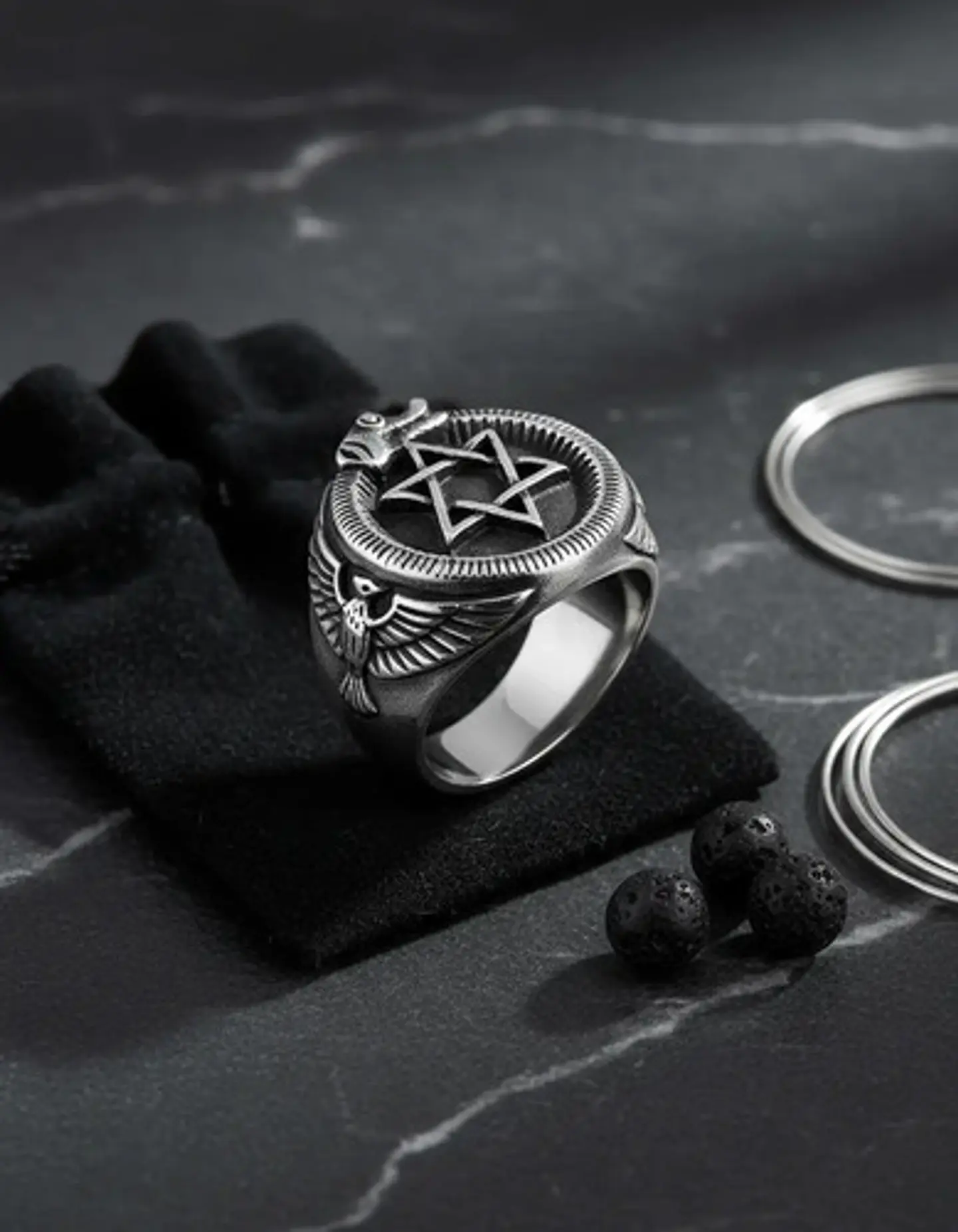 Anillo Estrella Vikingo Acero Inoxidable Color Plata Hombre 8