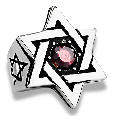 Anillo Estrella De David Acero Inoxidable Piedra Para Hombre
