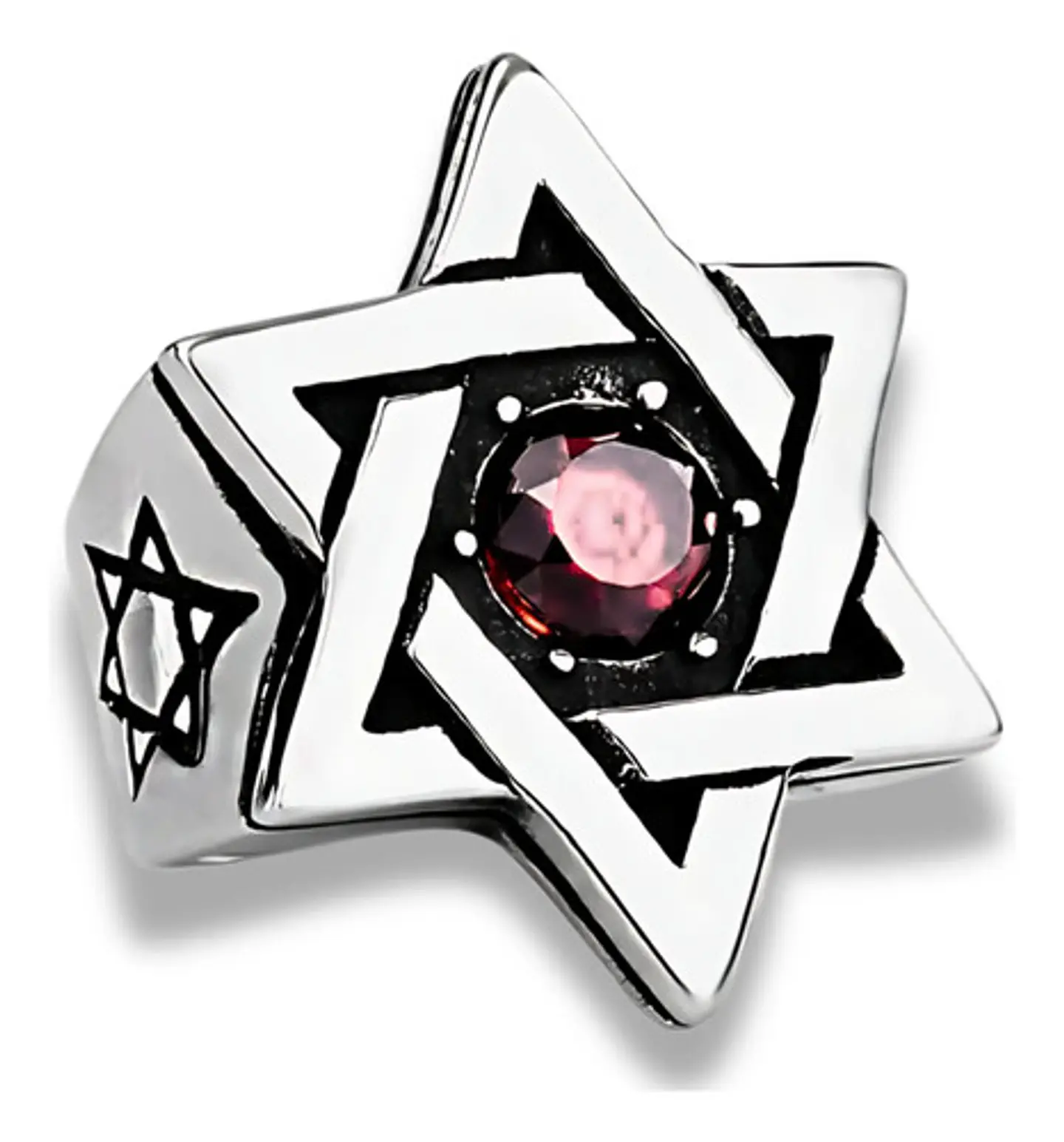 Anillo Estrella De David Acero Inoxidable Piedra Para Hombre 1