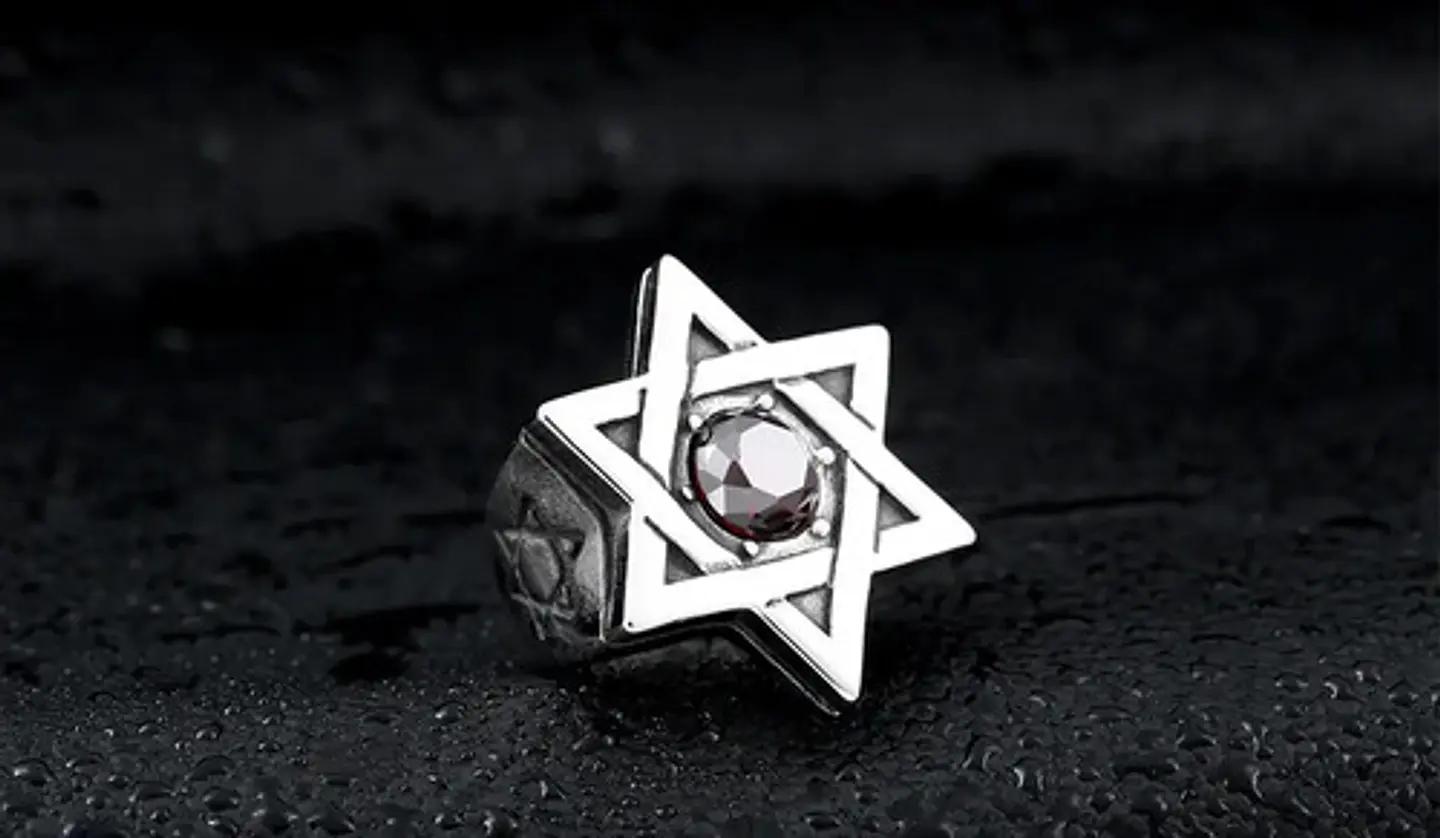 Anillo Estrella De David Acero Inoxidable Piedra Para Hombre 8