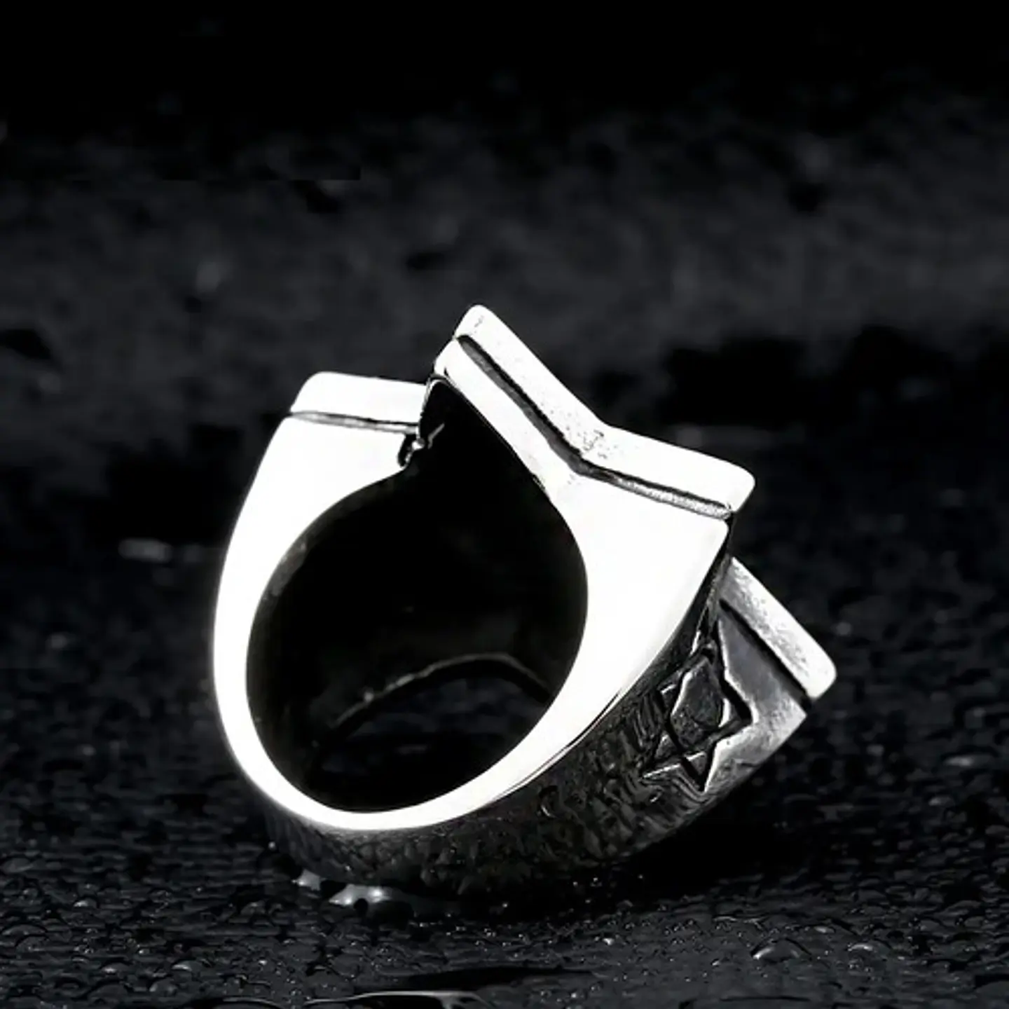 Anillo Estrella De David Acero Inoxidable Piedra Para Hombre 9
