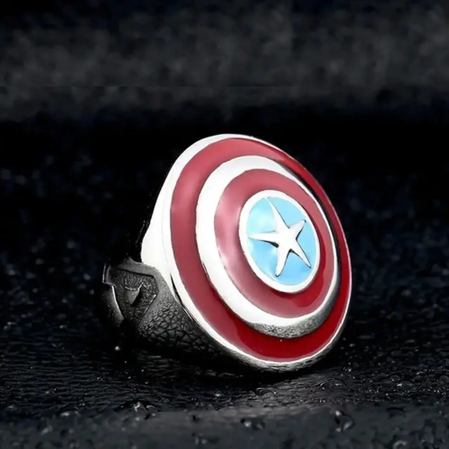 Anillo Capitan America Color Plata Acero Inoxidable Hombre 2