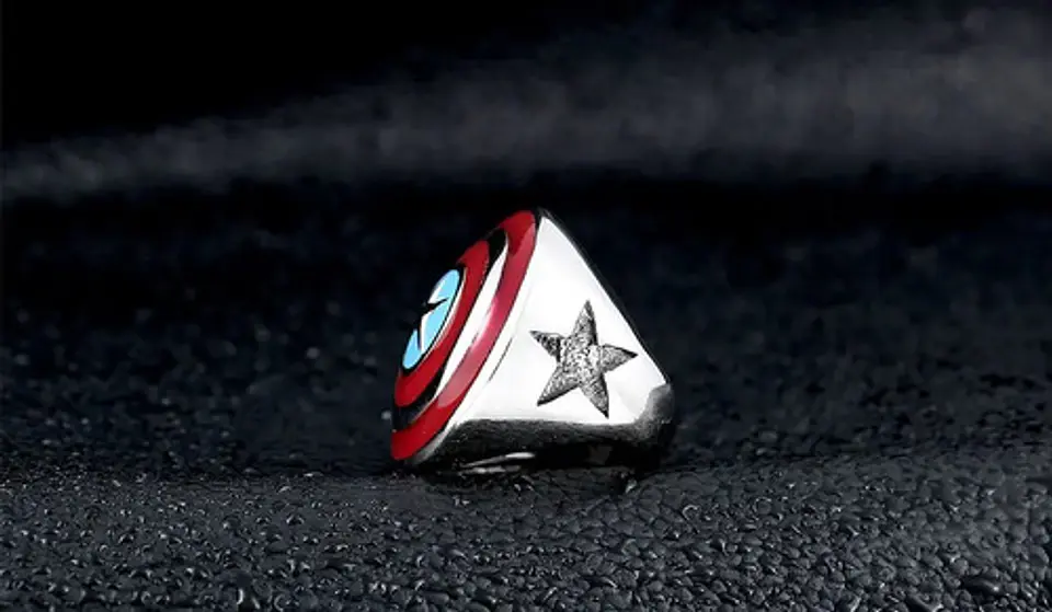Anillo Capitan America Color Plata Acero Inoxidable Hombre 4