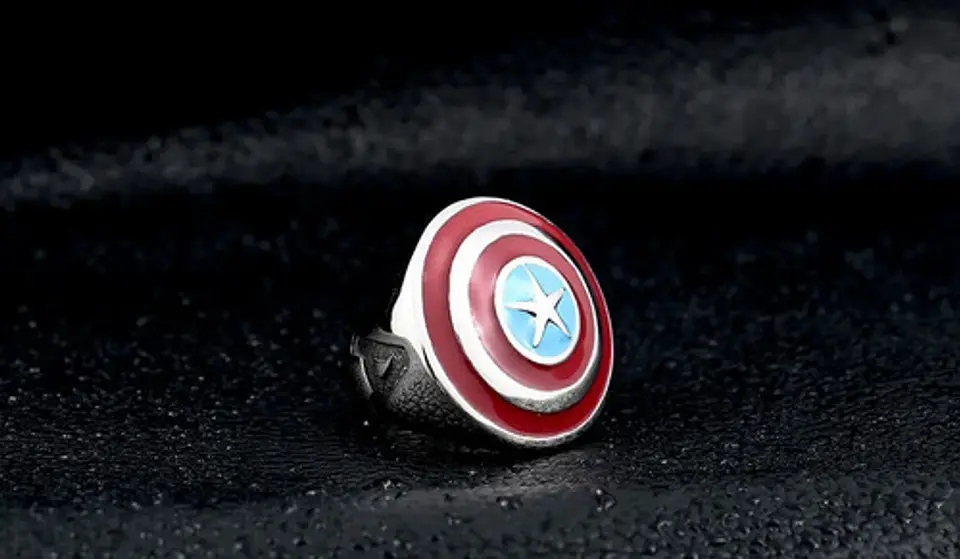 Anillo Capitan America Color Plata Acero Inoxidable Hombre 7