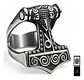 Anillo Hombre Martillo Thor Mjolnir Vikingo Nórdico De Acero - Miniatura 1